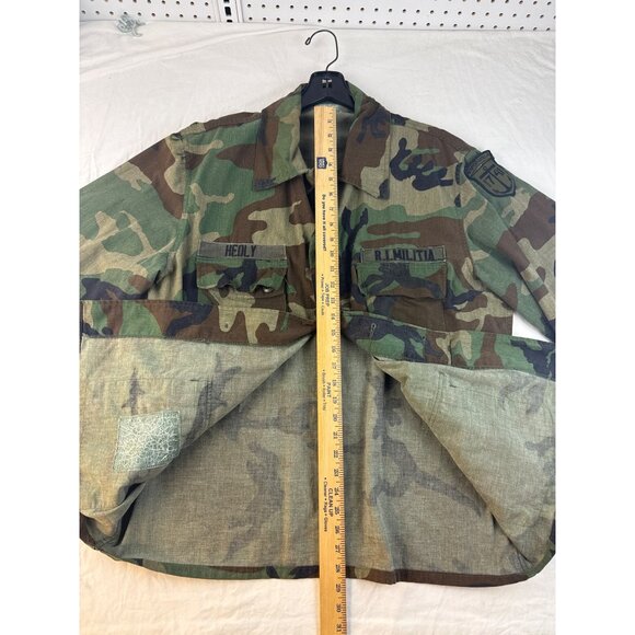 Vintage R.I. Militia 17th Artillery Camo Jacket XL HEOLY Patch Military Uniform - Picture 8 of 9